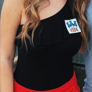 one shouldered ruffle body suit